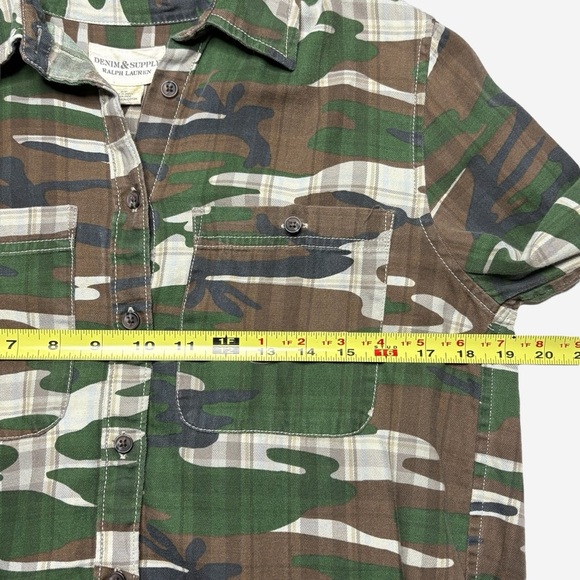 Denim & Supply Ralph Lauren Womens Shirt Size S Camo Over Plaid Button Front - Picture 9 of 12